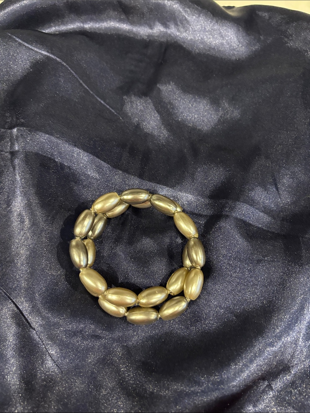Women's Gold Beaded Stretch Bracelet - Sleek Oval Beads